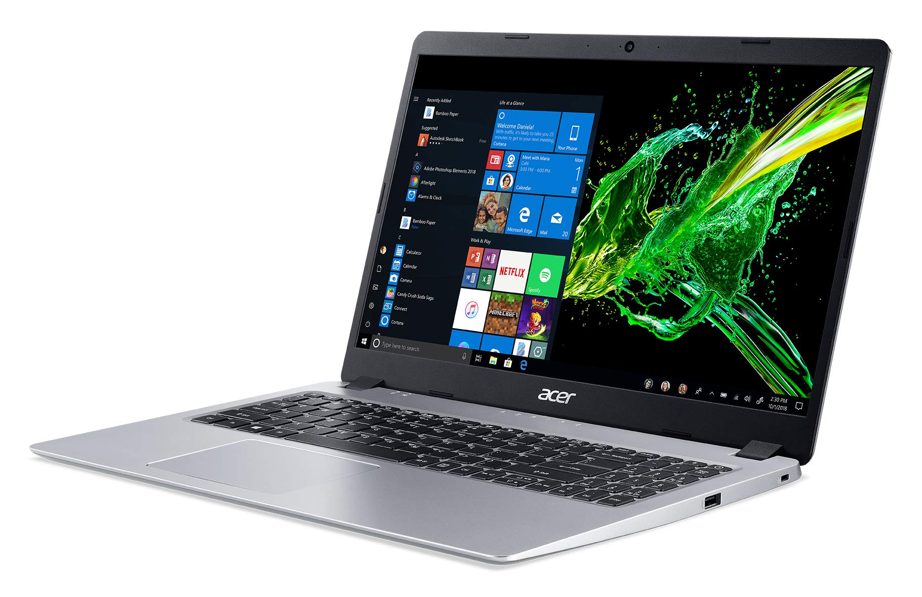acer Aspire 5 Slim Laptop, 15.6 inches Full HD IPS Display, AMD Ryzen 3 3200U, Vega 3 Graphics, 4GB DDR4, 128GB SSD, Backlit Keyboard, Windows 10 in S Mode, A515-43-R19L, Silver - Image 7