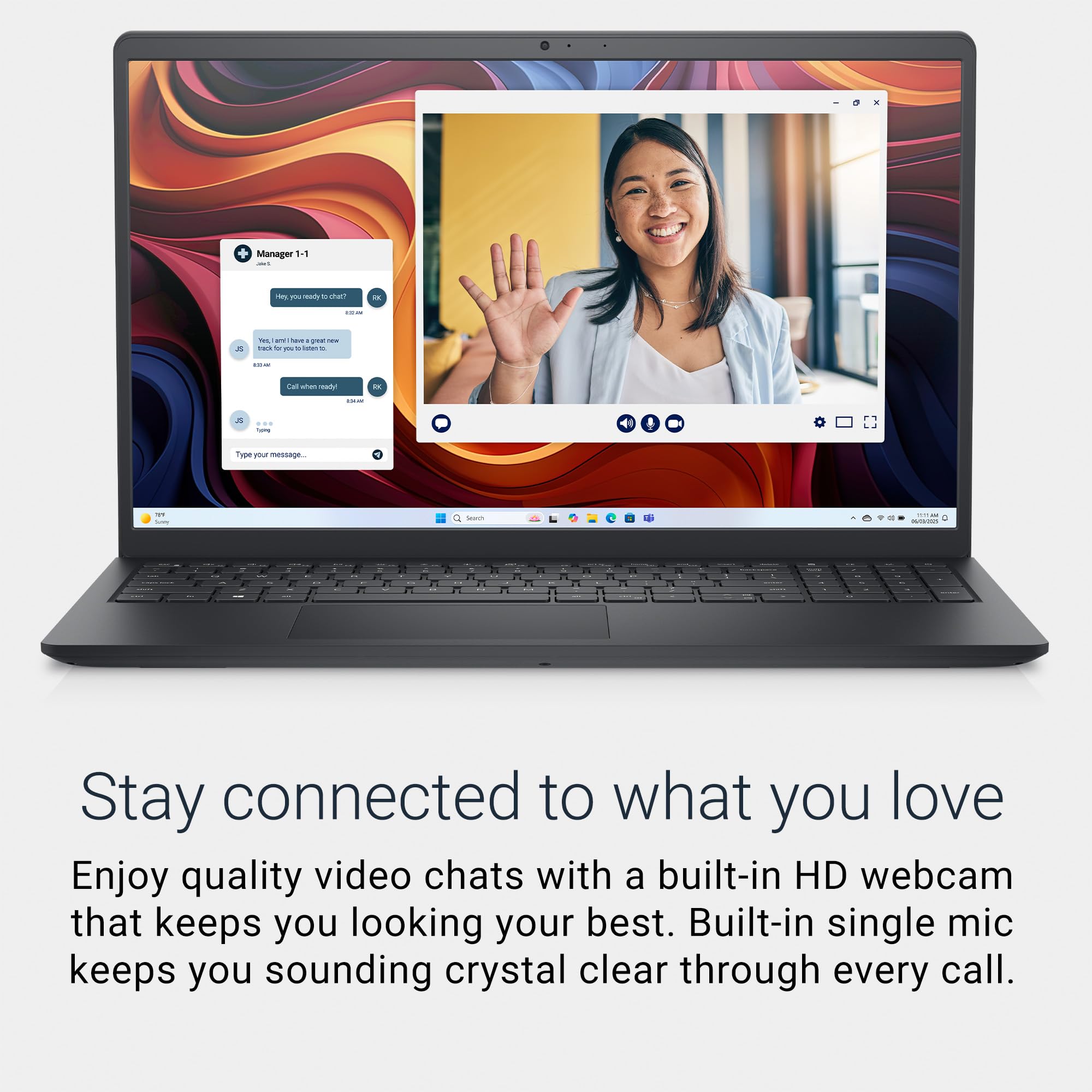 Dell 15 Laptop DC15255-15.6-inch FHD 120Hz Display, AMD Ryzen 5-7520U, 8GB LPDDR5 RAM, 512GB SSD, Radeon 610M Graphics, Windows 11 Home, Onsite Service - Carbon Black - Image 3